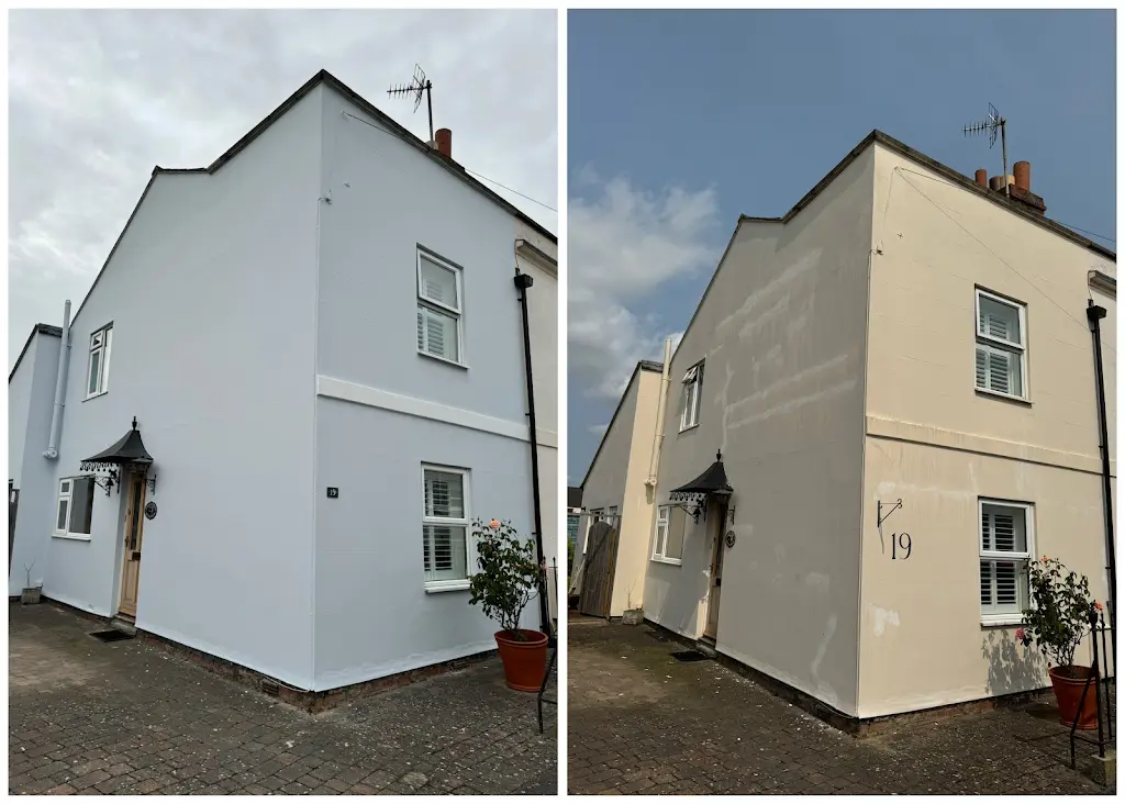 Exterior house painting facade renovation before and after