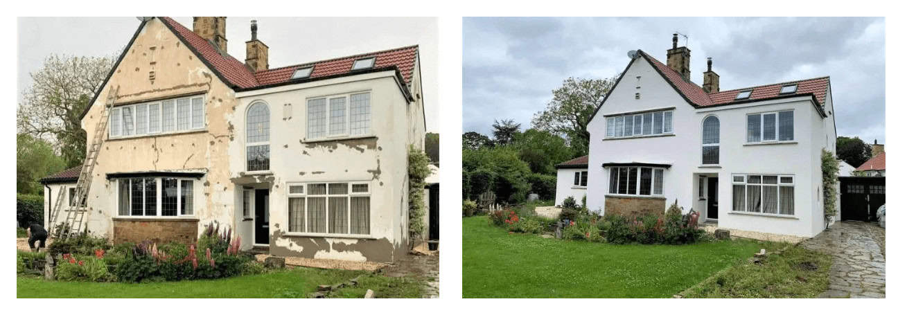 Exterior house painting facade restoration before and after