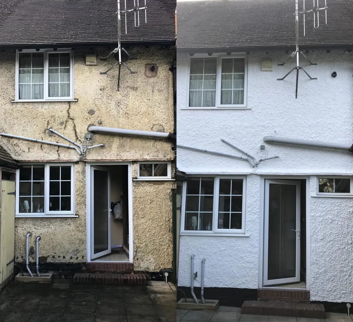 Exterior wall painting facade renovation before and after