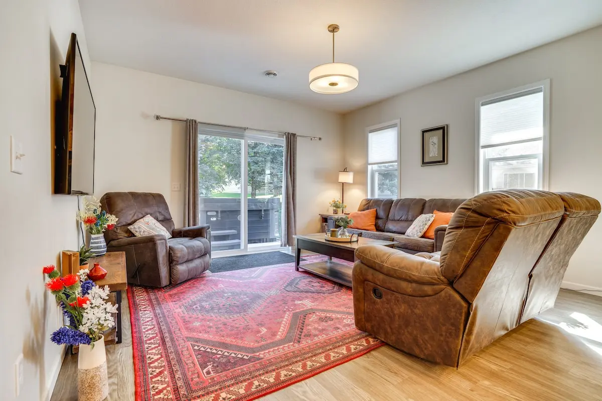 Airbnb living room reset after cleaning